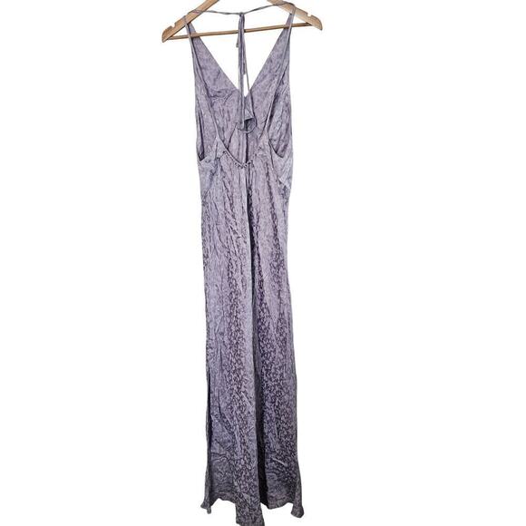 Topshop Heart Jacquard Slip Dress Womens Size 10 Purple Silky Maxi Fairy Elegant - Picture 2 of 12